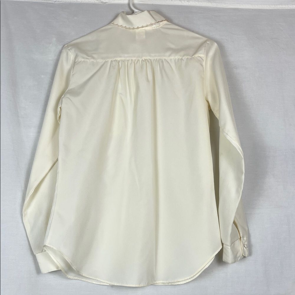 Vintage 1950 Laura Mae Cream Blouse with Embroidered Flowers - Picture 8 of 10